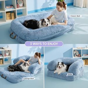 Cama extragrande para perros humanos con almohada y Manta, espuma viscoelástica lavable a máquina para mascotas para gatos y perros adultos - Product Image 5