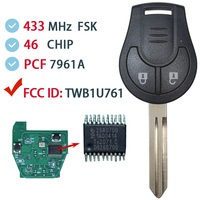TWB1G766 pour Nissan Micra Note 2014 2015 2016 2017 Clé de voiture à distance PCF7961A 46 Puce 433MHz