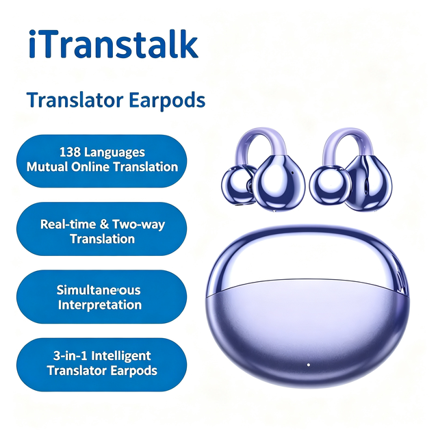 AI Smart Wireless Translation Earbuds High Accuracy Real Time Voice Translator Headset Multi Language Instant Translate Earphone