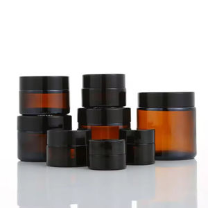 Pot en verre ambré transparent, bleu, vert, noir, givré <span class=keywords><strong>pour</strong></span> crème cosmétique, avec bouchon <span class=keywords><strong>à</strong></span> <span class=keywords><strong>vis</strong></span> en aluminium, logo personnalisé, disponible en 5g, 10g, 15g, 20g, 30g, 50g, 100g - Product Image 4