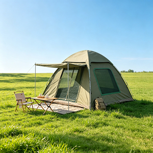 Tente de camping individuelle ultra-légère et compacte 2mx2mx1.6m, camouflage, imperméable, résistante au vent, avec bâche de protection rapide et automatique - Product Image 5
