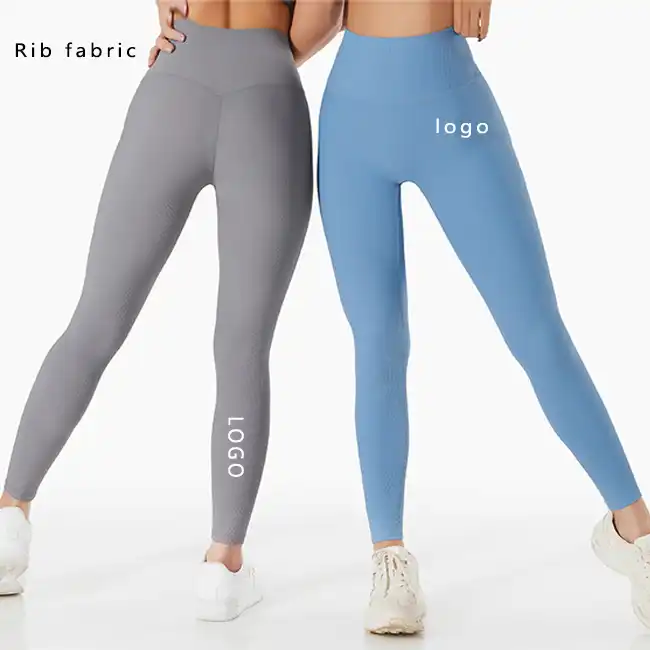rib fabric gym fitness yoga leggings