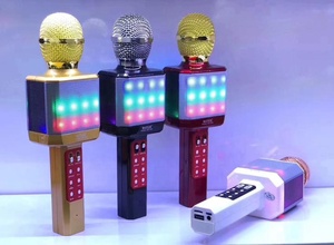 WSTER Hỗ Trợ USB TF CARD FM RADIO Với Disco Ánh Sáng Không Dây Karaoke Mic Ghi Âm Microphone - Product Image 4