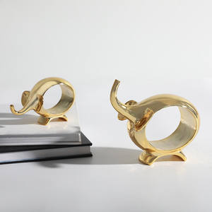 Adorno de <span class=keywords><strong>elefante</strong></span> de oro abstracto, artesanía de conejo dorado brillante, escultura de Animal brillante para decoración del hogar - Product Image 3