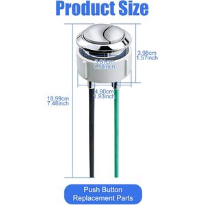 Bouton poussoir de chasse d'eau double pour réservoir Geberit et Kohler 38 mm, pièce de rechange chromée pour couvercle de réservoir - Product Image 2