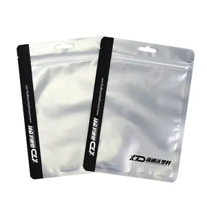 Custom Printed Plastic Zipper 3 Side Seal Resealable Data Line USB Cable Accessories Phone Cases Packaging Mylar Bag