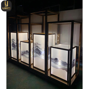 Gran oferta, escaparate de exhibición de torre de vidrio de Metal con soporte iluminado acrílico para vitrina de licor de vino - Product Image 6