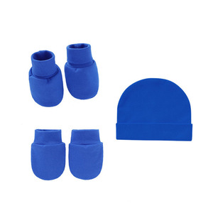 3 buah sarung tangan bayi Anti goresan, topi sarung tangan katun, <span class=keywords><strong>Set</strong></span> penutup kaki Logo baru, topi kaus kaki - Product Image 2