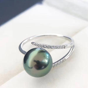 Support de bague en argent S925, accessoires DIY pour perles, perles rondes simples de 9 à 13 mm, bijoux en argent 10443 - Product Image 2