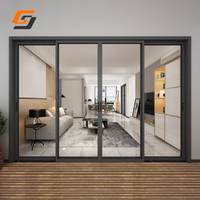 Porte coulissante en verre en aluminium imperméable et coupe-vent de style moderne de luxe GS pour patio extérieur