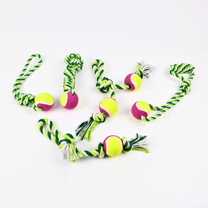 Vendita diretta della fabbrica cinese giocattoli per animali domestici giocattoli per cani divertenti giocattoli interattivi bella corda di cotone colorato cane che morde giocattolo con palla da tennis - Product Image 6