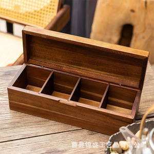 Wooden Tea And <b>Coffee</b> Storage <b>Box</b> With Lid Multi Purpose Retro Design For General Packaging - Product Image 2