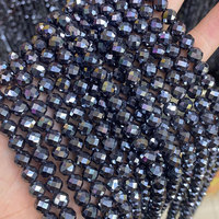 Perles en hématite noire naturelle, de 8mm, à facettes, pour la fabrication de bijoux, vente en gros