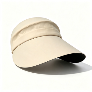 Unisex Wide Brim Sun <b>Hat</b> Beige Top Closed Visor Cap UV Protection 100% Polyester Foldable Lightweight Outdoor Travel Beach - Product Image 3
