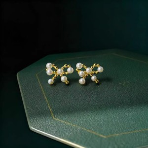 22677 S925 Silver <b>Fine</b> <b>Stud</b> <b>Earrings</b> DIY Pearl Accessories with Hollow Support Multi-Color 3-4mm Beads Multi-Color Jewelry - Product Image 1