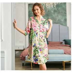Nuovo arrivo <span class=keywords><strong>camicia</strong></span> da <span class=keywords><strong>notte</strong></span> da donna in raso <span class=keywords><strong>di</strong></span> <span class=keywords><strong>seta</strong></span> 100% da donna primavera estate stampata da 19mm - Product Image 6