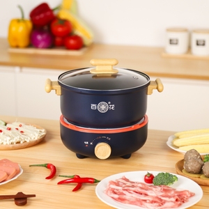 หม้อไฟไฟฟ้า2L สีดำ800วัตต์พร้อมฝาแก้วนิรภัยอเนกประสงค์ใช้ในครัวเรือนกระทะอลูมิเนียมกล่องกล่องใส่อาหารเรียน - Product Image 1