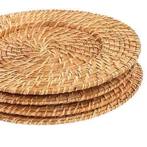 <span class=keywords><strong>Vajilla</strong></span> desechable de mimbre tejido artesanal de Vietnam, placa de cargador de borde dorado, posavasos de algas marinas, comida de paja al por mayor <span class=keywords><strong>barata</strong></span> - Product Image 3