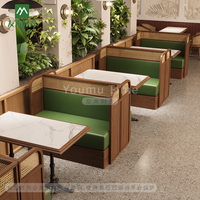 Ensemble de meubles de restaurant de style asiatique du Sud-Est, canapé en bois massif, chaises de salle à manger, tables de salle à manger en marbre, restaurant