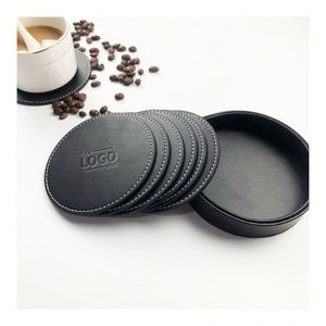 Juego de Posavasos de Cuero PU con Logotipo Personalizado - Posavasos Resistentes al Calor para Regalos Promocionales y Eventos Corporativos - Product Image 1