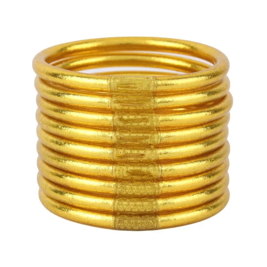 Stacking heirloom bracelet PVC oil gold all weather bangle set Serenity Prayer