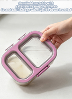 Boîte à bento mignonne en acier inoxydable à 2 compartiments pour enfants - Sans BPA, étanche, grande capacité, portable, motif imprimé