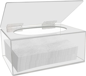 Modern Simplicity Acrylic Tissue Box With Lid Dryer Sheet Dispenser With Hinged Lid