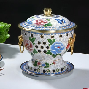 Scaldavivande singolo in rame puro cinese con smalto cloisonné per hot pot e picnic, all'ingrosso - Product Image 2