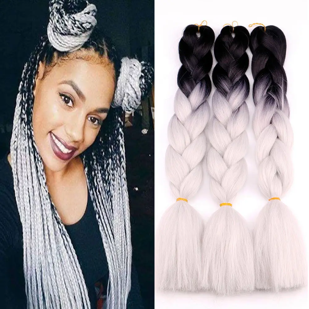 60 Farbe Ombre Crochet Braids für Frau 24 ''100g Großhandel synthetische bunte Flechten Haar Spot Sale