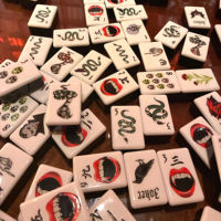 Juego de Mahjong Americano Negro con Temática de Halloween - Juego de Mahjong de Acrílico - Mesa de Casino para Mahjong y Ajedrez Internacional