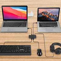Conmutador KVM USB RSHTECH, Selector de 4 Puertos USB 3.0, Conmutador para Impresora, 2 PC Compartiendo 5 Dispositivos, Conmutador de Video USB para Teclado y Ratón