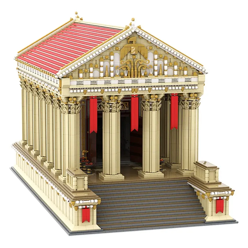 Goldmoc เสาอิฐของเล่นบล็อกตัวต่อเพื่อการศึกษาสถาปัตยกรรมวิหารโรมันโบราณ