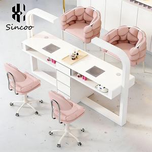 Luxury <b>Nail</b> Table Double Two-seater Offer Metal Professional Custom Modern Salon Furniture Manicure Table - Product Image 1
