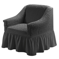Housse de fauteuil moderne en gaze bulle multicolore, extensible et élastique, avec jupe à volants, pour canapé, texture lavée à la maison