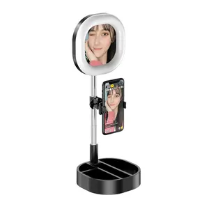 2020 New product desktop led selfie ring light with tripod stand cell phone holder for video making makeup