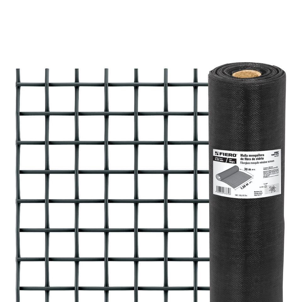 Fiero TEMO-15FN 30m X 1.5m Black Fiberglass Mosquito Netting Roll Door & Window Screens