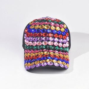 Colorful Diamond Rhinestone Baseball Cap <b>Sunscreen</b> Protection 6-Panel Design Handmade Baseball Caps - Product Image 3
