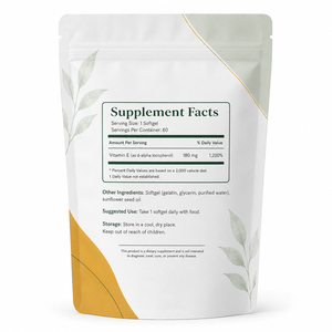Vitamine E Naturelle Pure en Gros 100 UI Extrait de Tocotriénols 300 mg Gélules Molles Soutien Immunitaire Santé de la Peau Usage Adulte (Non destiné aux nouveau-nés) - Product Image 6
