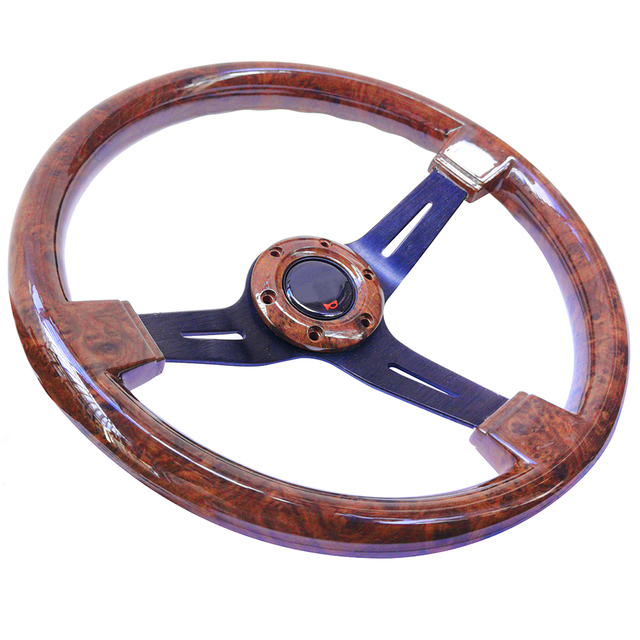 14'' 350mm Wood Brown Color Dimple ABS Racing Car Steering Wheel for Auto Sport Cars