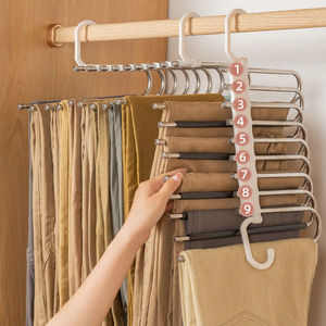 Foldable multi-layer trouser <b>hanger</b>/clothes rack, stainless steel, non-slip, multi-functional <b>storage</b> rack for trousers and - Product Image 1