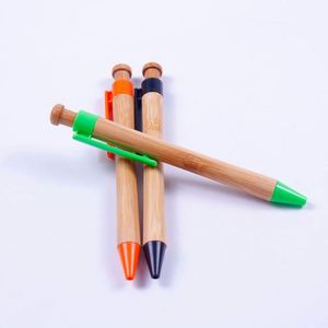 Stylo publicitaire écologique en paille de blé et bambou avec logo personnalisé - Product Image 1