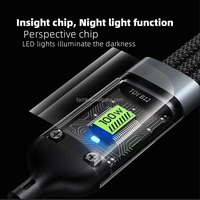 Câble de charge rapide 3-en-2 en nylon Type-C 1,2 m 100 W avec lumière LED pour ordinateur et imprimante – Disponible en magasin