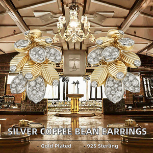 Vergoldete 925 Sterling Silber Hochkarätige Diamant-Ohrstecker im Kaffeebohnen-Design für Damen, IGI-Zertifiziert, Geschenk - Product Image 2