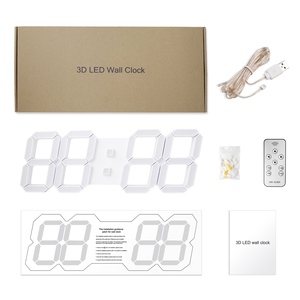 Đồng hồ báo thức kỹ thuật số LED treo tường 3D phát sáng lớn trang trí nhà cửa văn phòng phòng tập thể dục điều khiển từ xa số trắng EMAF - Product Image 6
