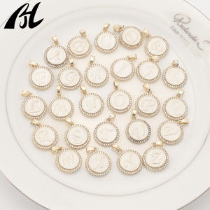 All'ingrosso bianco iniziale <span class=keywords><strong>14K</strong></span> elettrolitica collane in acciaio inossidabile alla moda 26 lettere ciondolo alfabeto con catena a maglie - Product Image 5