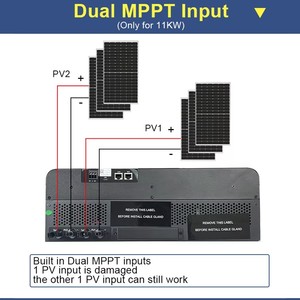 อินเวอร์เตอร์พลังงานแสงอาทิตย์แบบเฟสเดียว 11KW คลื่นไซน์บริสุทธิ์ พร้อม WIFI ในตัว สำหรับแปลงไฟ AC แบบออฟกริด สำหรับใช้ในบ้าน - Product Image 4
