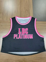 Seragam atasan singlet basket wanita model cropped berbahan mesh untuk mahasiswa, desain custom FQ Outdoor Ice Creamm Cheerleading.