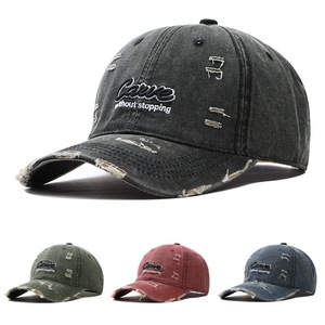 Washed Denim <b>Baseball</b> <b>Cap</b> With Embroidery Unisex Casual Outdoor Hat For Men Women - Product Image 1