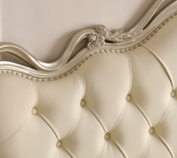 Lit Double King Size Style Royal Européen, Luxe Champêtre, Princesse Française, Réglable, en Cuir et Velours, Cadre en Bois de Chêne Durable