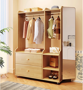 <span class=keywords><strong>Cintre</strong></span> suspendu <span class=keywords><strong>dressing</strong></span> miroir palier intégré chambre support de rangement multifonctionnel mobile corps entier miroir porte-chapeau - Product Image 3